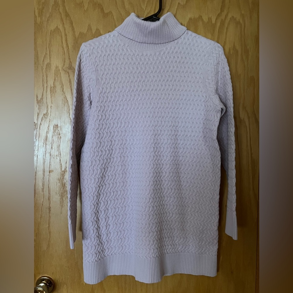 Lands' End Women's light pink Cable Knit Turtleneck Pullover Cotton Sweater